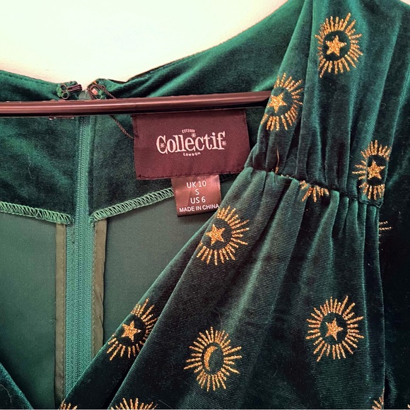 Modcloth × Collectif Trixie Green Velvet
Starlight Glitter Swing Dress - Picture 4 of 7